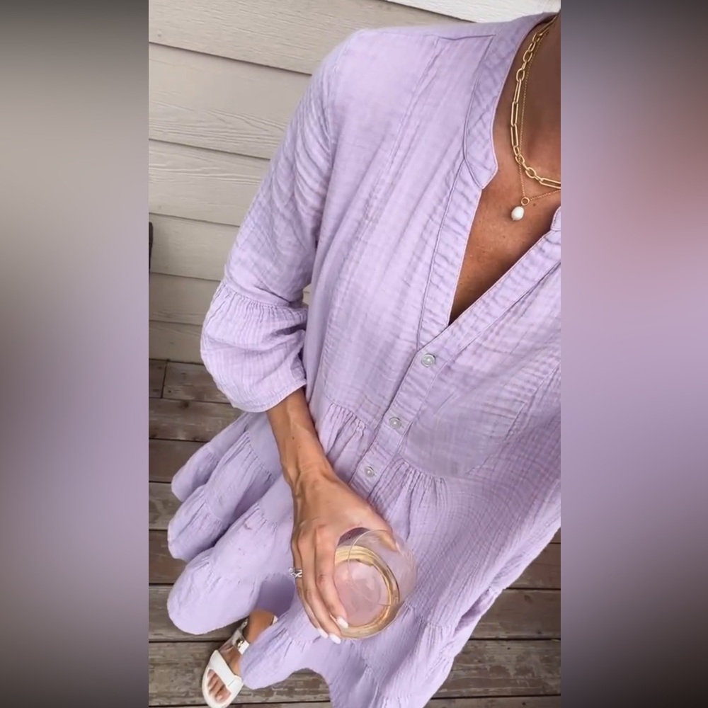 Lavender Flowy Women's Dress - Picture 3 of 6